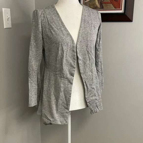 Lysse Gray Marled Knit Open Front Cardigan‎ XS peplum ruffle - Picture 3 of 6